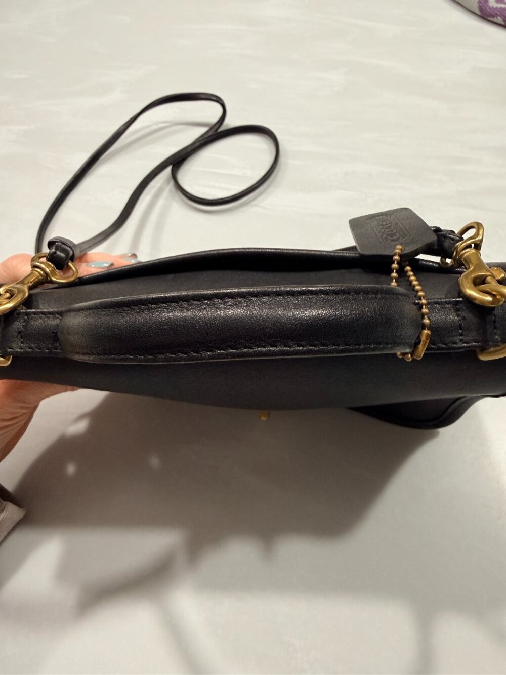 Vintage Coach Casino Bag Black 9924 Top Handle / Crossbody Strap Turnlock - Picture 9 of 12